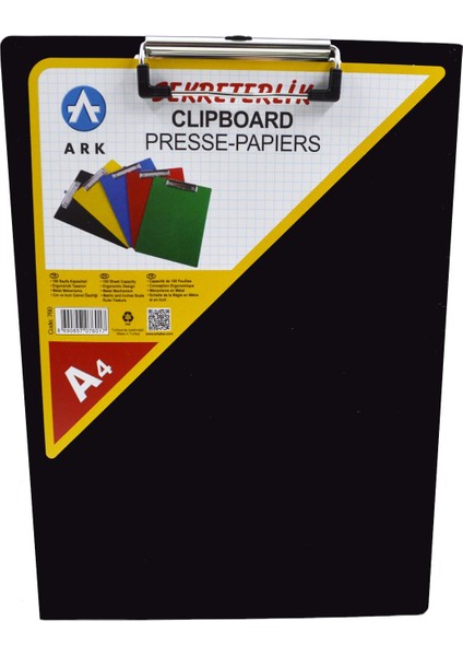 A4 Cetvelli Plastik Kapaksız Sekreterlik Siyah KOD:760