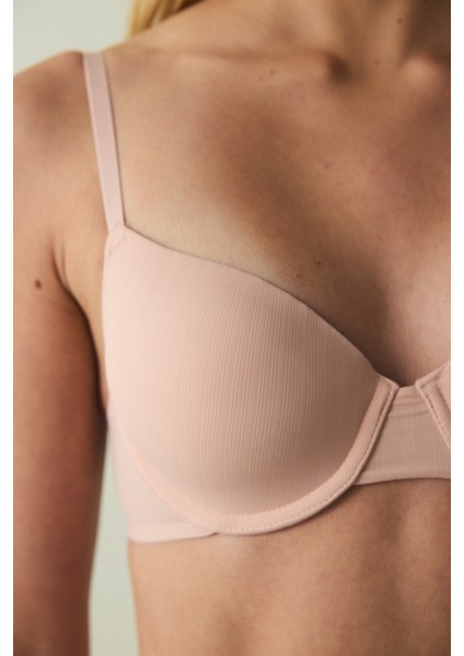 Açık Gül Kurusu Balenli Toparlayıcı Dolgusuz Çıkarılabilir Askılı Sütyen