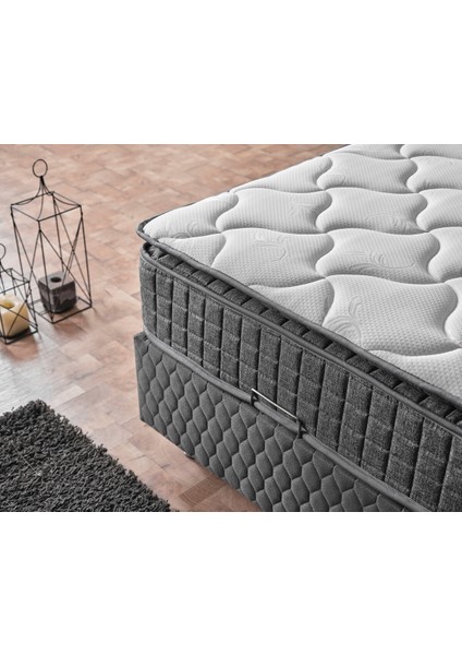 Aston Baza Başlık Yatak Gri Pedli Yatak Tek Kişilik 90X190 cm fiyatları