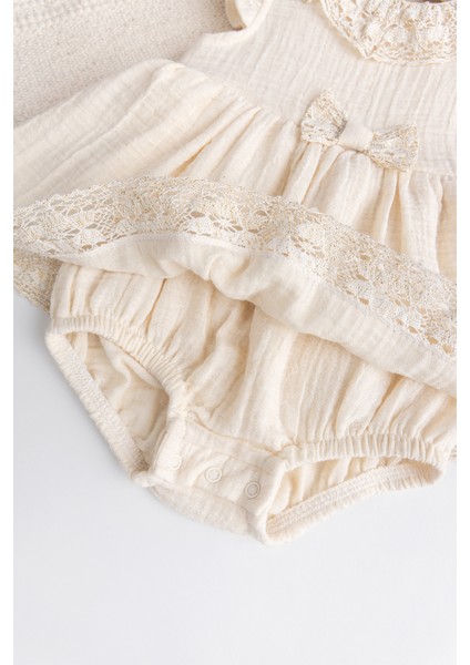 Güpürlü Fiyonklu Yazlık Müslin Kız Bebek Elbise Bebek Tulum fiyatları