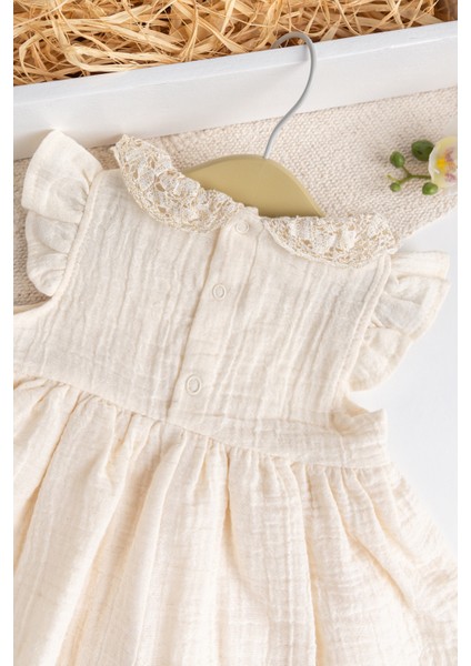 Güpürlü Fiyonklu Yazlık Müslin Kız Bebek Elbise Bebek Tulum modelleri