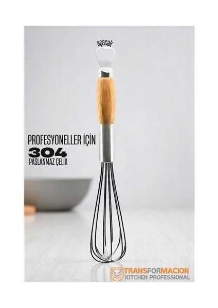 Modacar Ahşap Saplı Açacaklı Çırpıcı 304 Paslanmaz Çelik Yumurta ve Sos Çırpıcı Çırpma Teli fiyatları