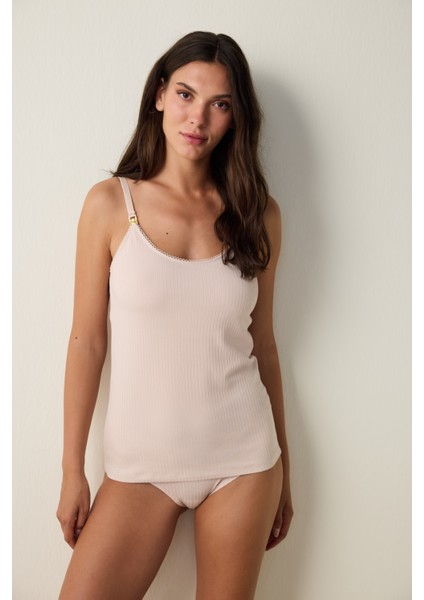 Açık Bej Ayarlanabilir Askılı Emzirme Atleti