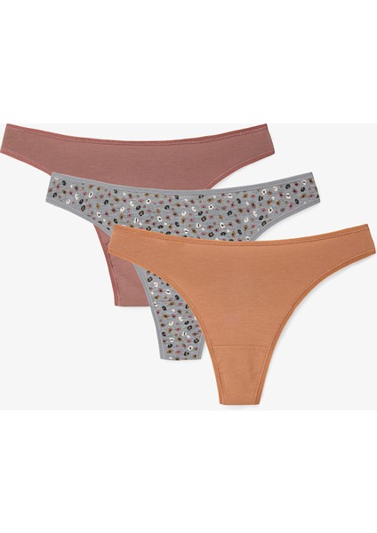 Leopar Desenli Düşük Bel 3'lü Tanga Külot