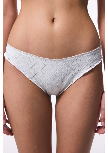Kırık Beyaz Arizona Fırfırlı Slip Bikini Altı