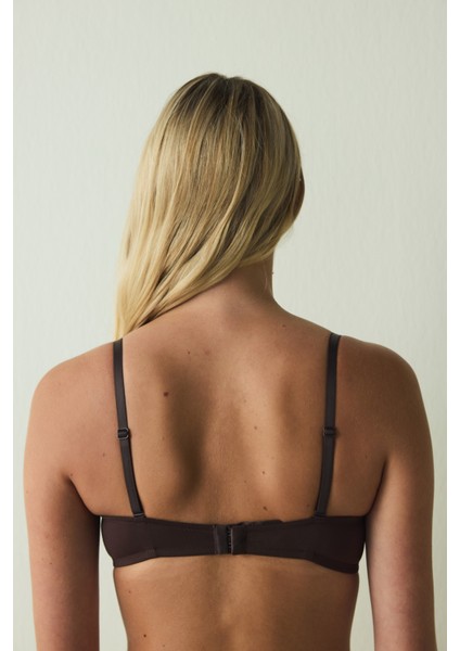 Kahverengi Pop Up Balenli Mikrofiber Toparlayıcı Sütyen