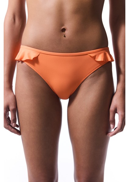 Turuncu Mango Fırfırlı Bikini Altı