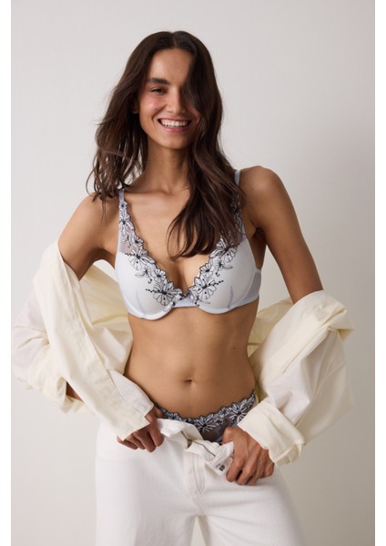 Çizgili Desenli Freya Brode Detaylı Balenli Push Up Sütyen modelleri