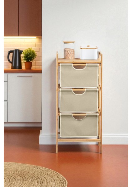 Bambu 1 Raflı 3 Çekmeceli Banyo Düzenleyici Çekmeceli Dolap Komodin DB-0039 fiyatları