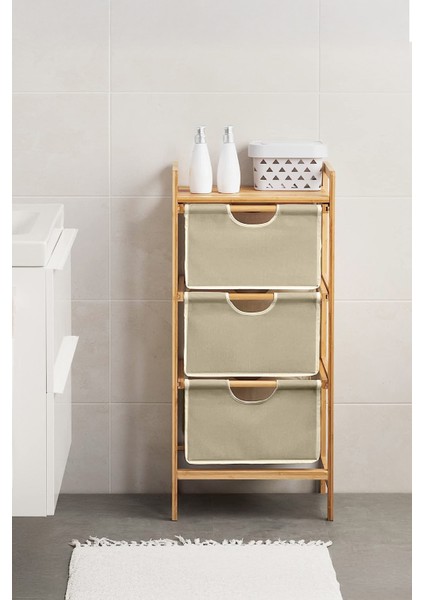 Bambu 1 Raflı 3 Çekmeceli Banyo Düzenleyici Çekmeceli Dolap Komodin DB-0039 modelleri