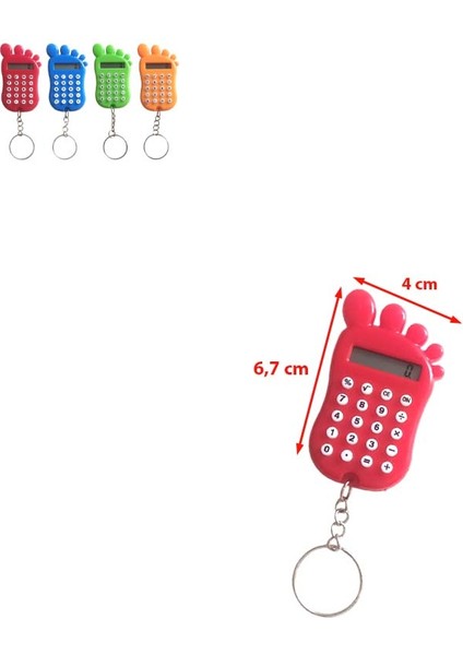 Yeşil Ayak Şekilli Mini 8 Haneli Hesap Makinesi Anahtarlık (1 Adet) (Ebat: 6,7 cm x 4 Cm) fiyatları
