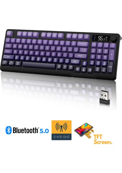 Freewolf M96 2.4g Bt5.0 Çift Bağlantılı Tft LED Ekranlı Reinbow Gaming Oyuncu Klavye