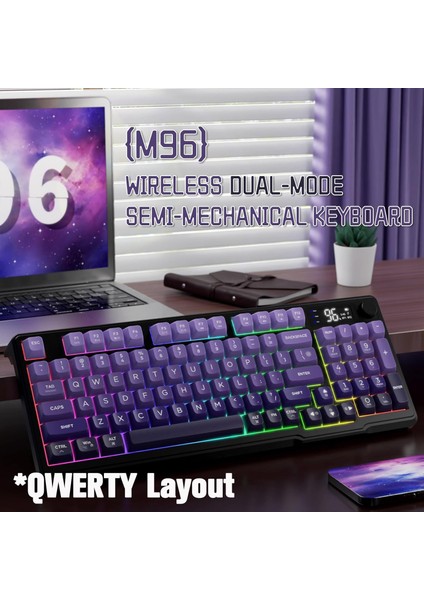 Freewolf M96 2.4g Bt5.0 Çift Bağlantılı Tft LED Ekranlı Reinbow Gaming Oyuncu Klavye