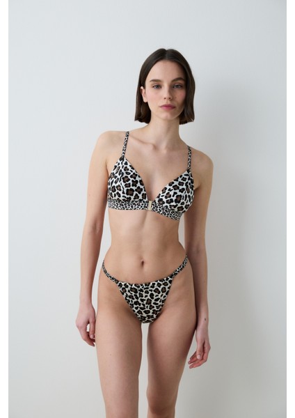 Saten Leopard Üçgen Çok Renkli Sütyen