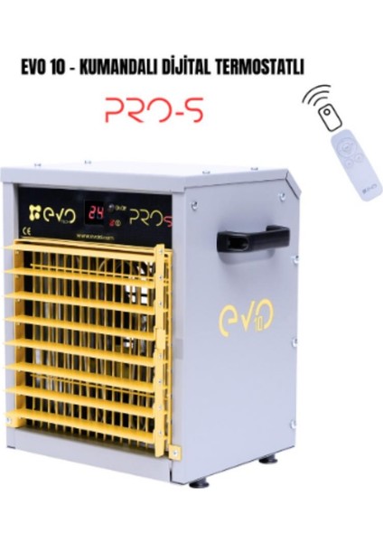 EVO10 Pros - 10 Kw Kumandalı ve Dijital Endüstriyel Elektrikli Fanlı Isıtıcı