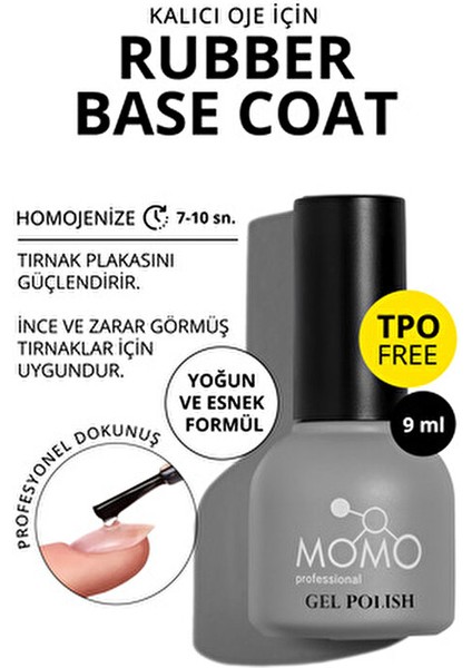 Kalıcı Oje Rubber Base Coat 9 ml Çok Renkli Salon Kullanımı için