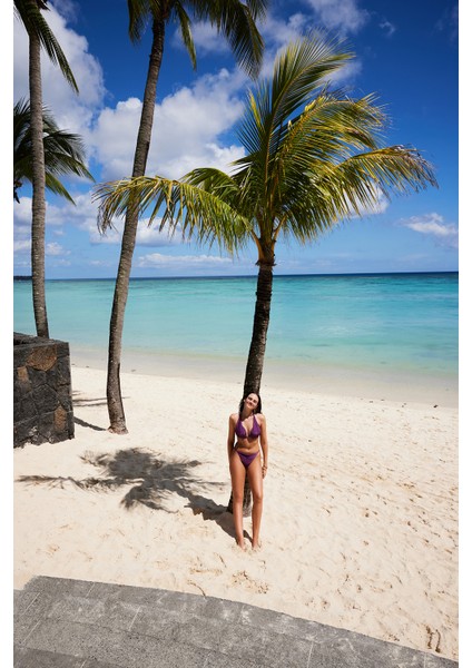 Mor Flora Cup Push Up Bikini Üstü