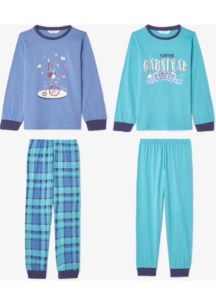 Erkek Çocuk Juggler Slogan Baskılı Uzun Kollu 2'li Pijama Takımı