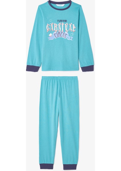 Erkek Çocuk Juggler Slogan Baskılı Uzun Kollu 2'li Pijama Takımı