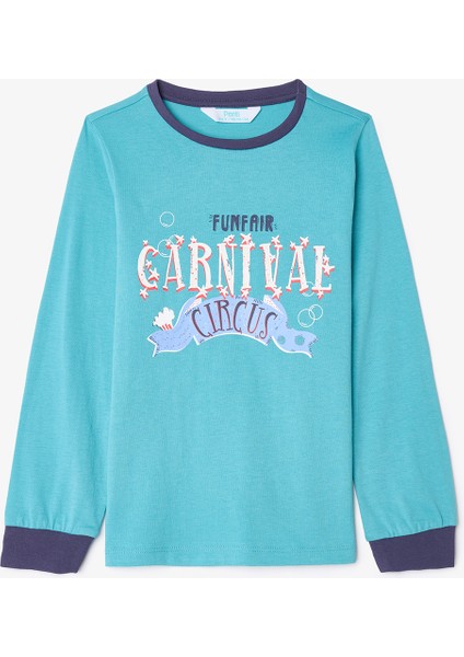 Erkek Çocuk Juggler Slogan Baskılı Uzun Kollu 2'li Pijama Takımı