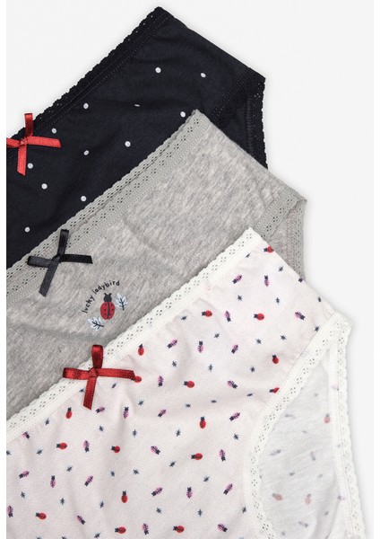 Karışık Renkli Kız Çocuk Uğur Böceği 3'lü Külot