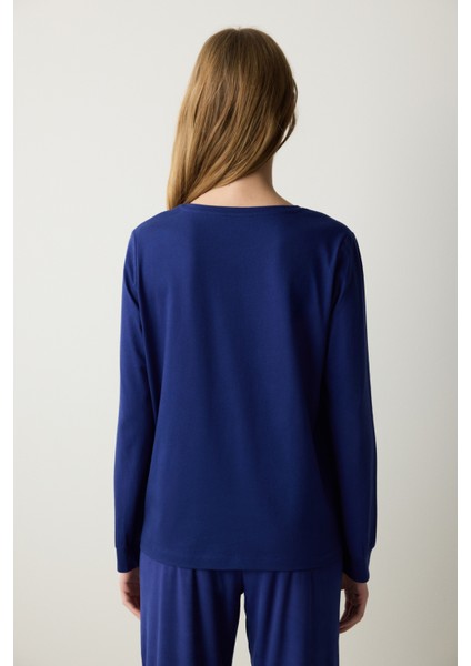 Winter Day Lacivert Sweatshirt Pijama Üstü