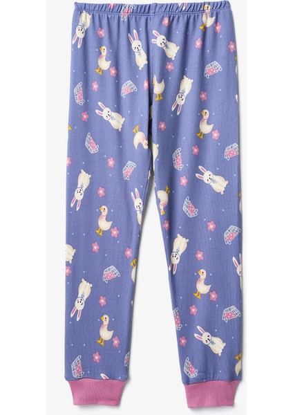 Indigo Kız Çocuk Rabbit Tavşan Desenli Pijama Takımı