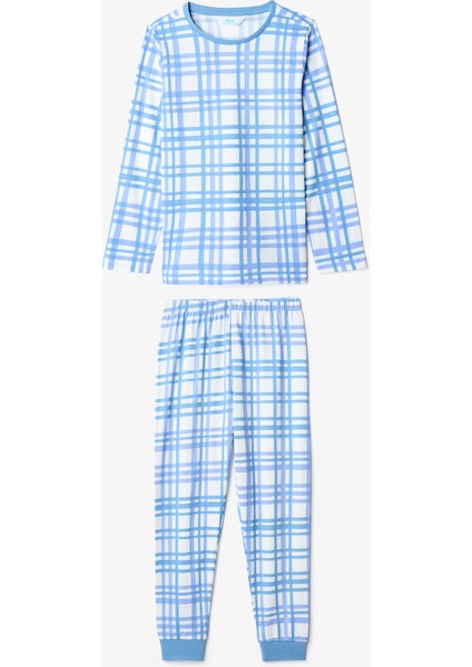 Erkek Çocuk Riding Pamuklu 2'li Ekoseli Uzun Kollu Pijama Takımı