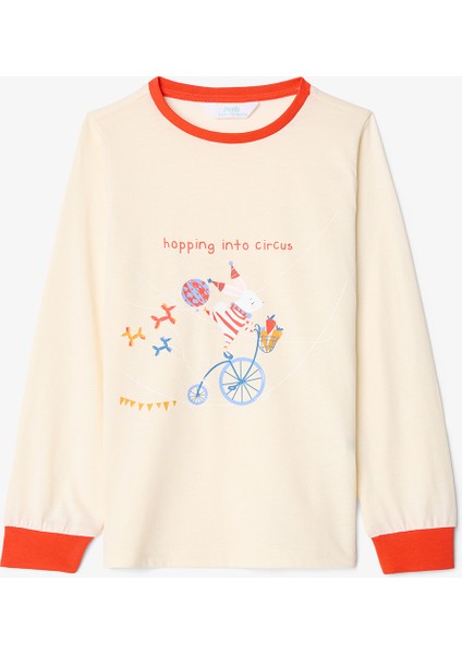 Kız Çocuk Hopping Sürdürülebilir Pamuklu Tavşan Desenli Uzun Kollu 2'li Pijama Takımı