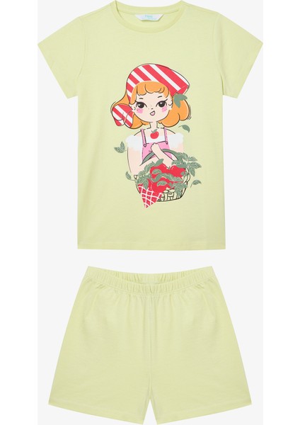 Kız Çocuk Tomato Sauce Çok Renkli Pamuklu 2li Pijama Takımı