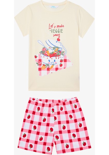 Kız Çocuk Tomato Sauce Çok Renkli Pamuklu 2li Pijama Takımı