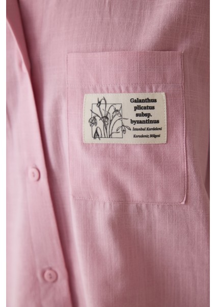 Lila Slogan Baskılı Gömlek Yakalı Pamuklu Kısa Kollu Şortlu Pijama Takımı - Inspired by Flora