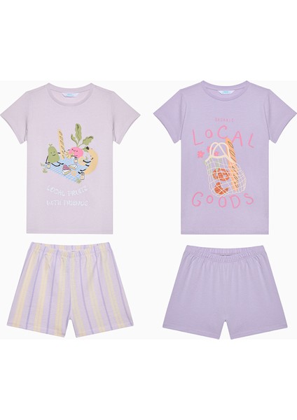 Kız Çocuk Local Çok Renkli Pamuklu 2li Pijama Takımı