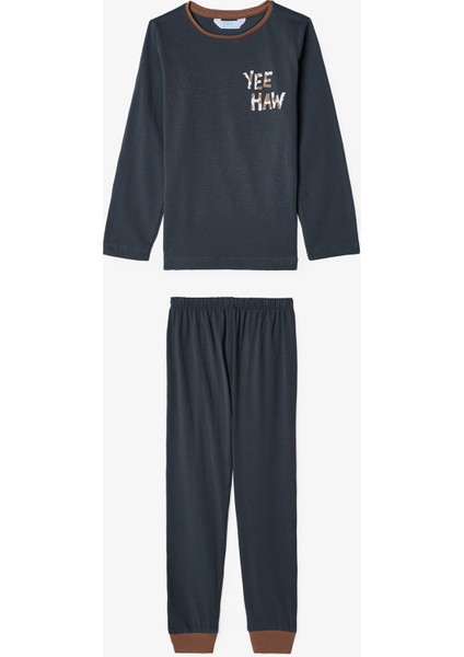 Erkek Çocuk Inek Desenli Uzun Kollu 2'li Pijama Takımı