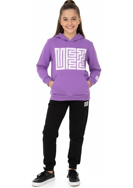 Kız Çocuk Eşofman Takımı Kapüşonlu Cepli