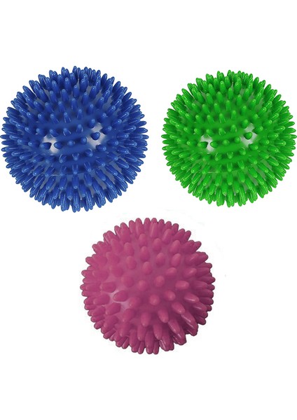 3'lü Duyu Uyarıcı Sert Dikenli Masaj Topu El Ayak Vücut Egzersiz Fizik Tedavi