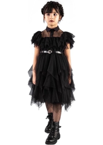 Wednesday Siyah Kostüm Abiye Elbise