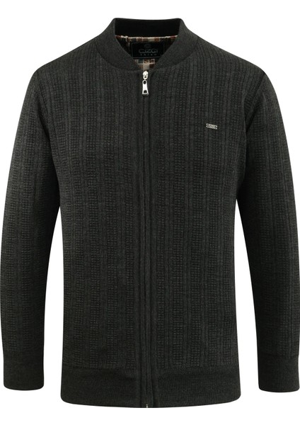 Erkek Astarlı Triko Mevsimlik Mont Hakim Yaka Çelik Örgü Desenli Klasik Kalıp - 5209T