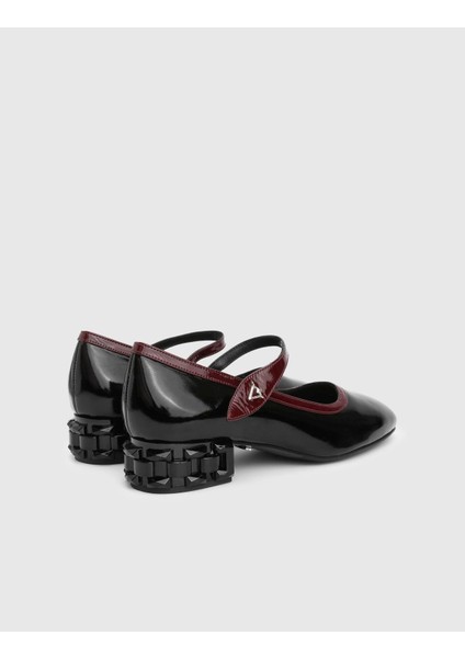 Littes Hakiki Rugan Deri Siyah Kadın Topuklu Ayakkabı fırsatları