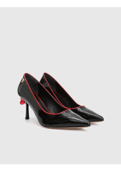 Blomi Hakiki Rugan Deri Siyah Kadın Topuklu Ayakkabı