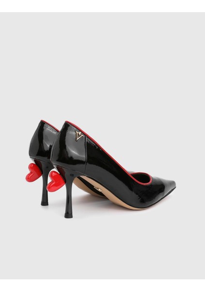 Blomi Hakiki Rugan Deri Siyah Kadın Topuklu Ayakkabı fırsatları