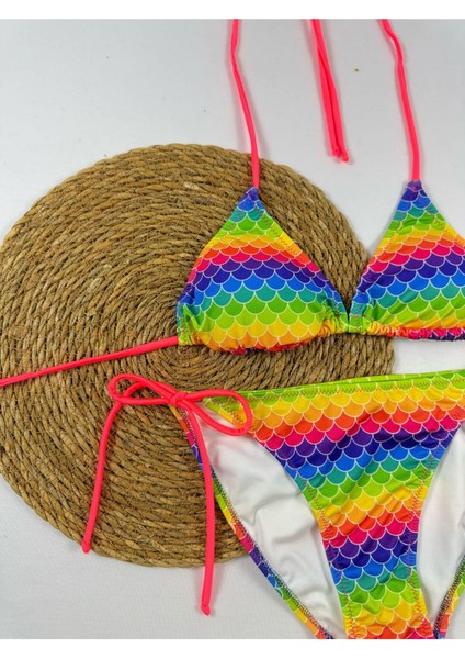 Balık Desenli Yandan ve Boyundan Bağlamalı Şık Kadın Bikini Takımı modelleri
