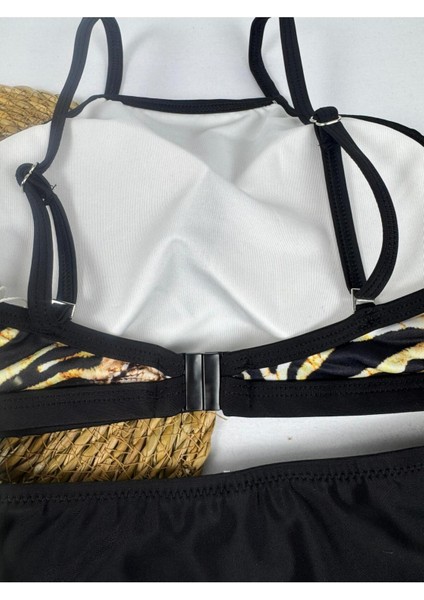 Kadın Şık Etnik Desenli Crop Bikini Takımı indirimleri
