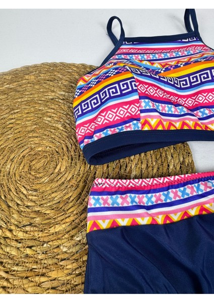 Kadın Şık Etnik Desenli Crop Bikini Takımı fiyatları