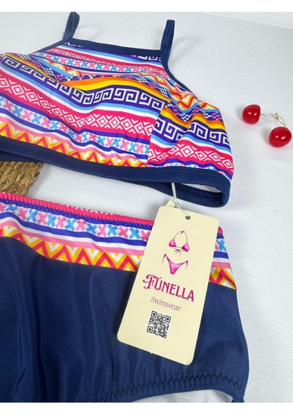 Kadın Şık Etnik Desenli Crop Bikini Takımı modelleri