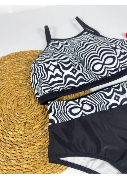 Kadın Şık Etnik Desenli Crop Bikini Takımı modelleri