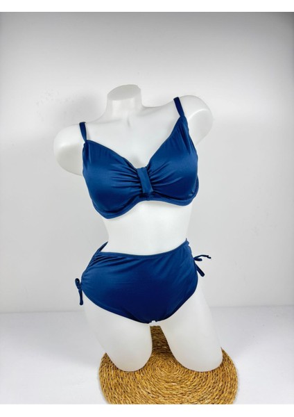 Lacivert Büyük Beden Kadın Bikini Takımı