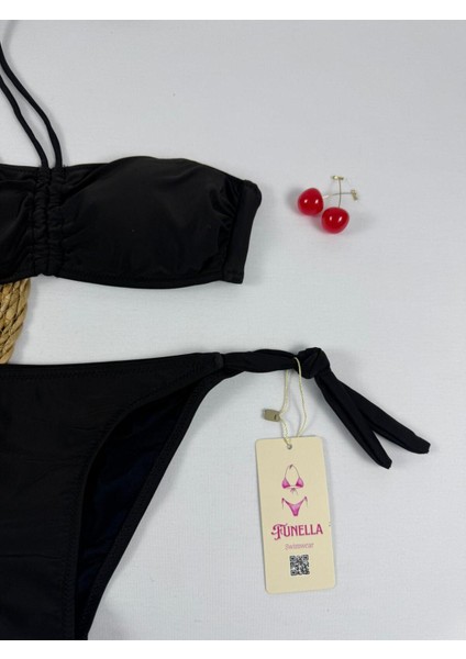 Siyah Straplez Yeni Sezon Şık Üçgen Kadın Bikini Takımı modelleri