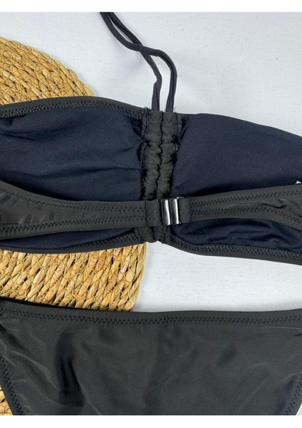 Siyah Straplez Yeni Sezon Şık Üçgen Kadın Bikini Takımı