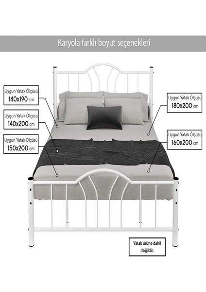 Argimo Pero Sultan Çift Kişilik Başlıklı Ferforje Metal Beyaz Karyola (Cibinliksiz) indirimleri